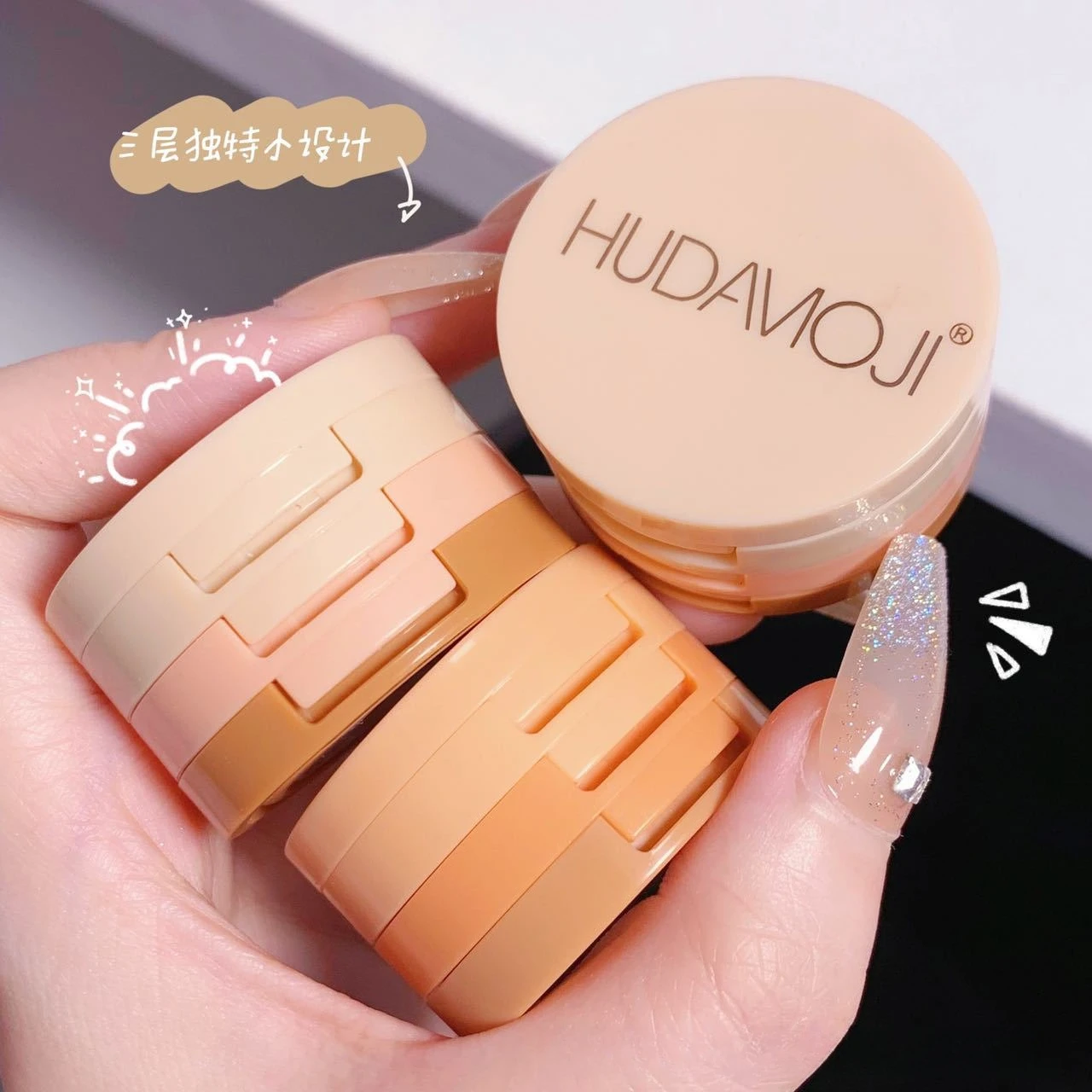 블러쉬 & 하이라이터 키트 3 in 1 메이크업 프레스드 파우더 팔레트 쉬머 다기능 페이스 메이크업 팔레트 브라이트닝 스킨 툴