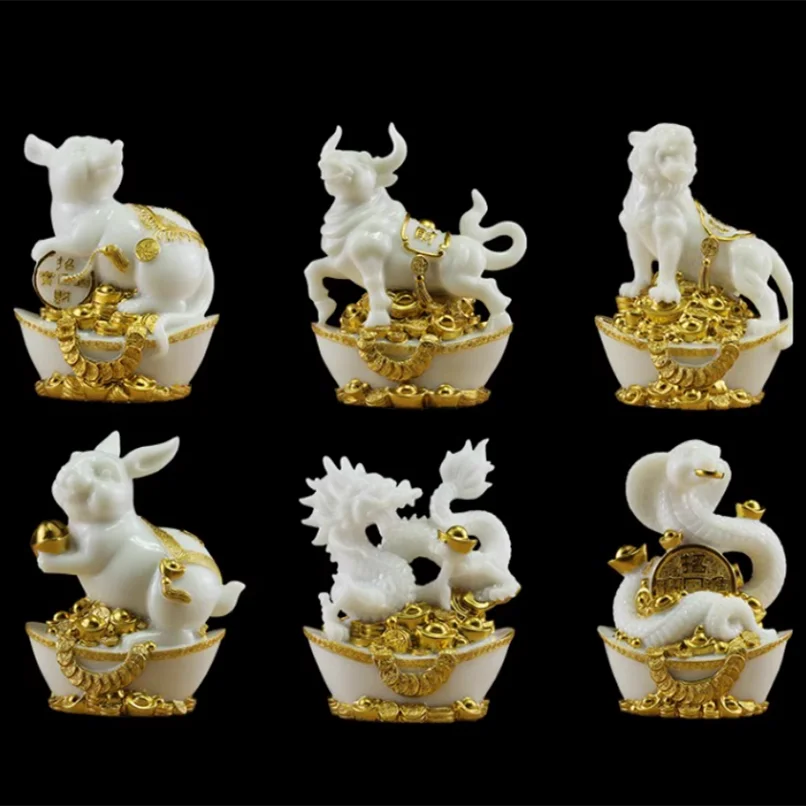 Zhaocai decoration Home feng shui ornaments Twelve zodiac ornaments Resin Craft Decoration Gift for store opening