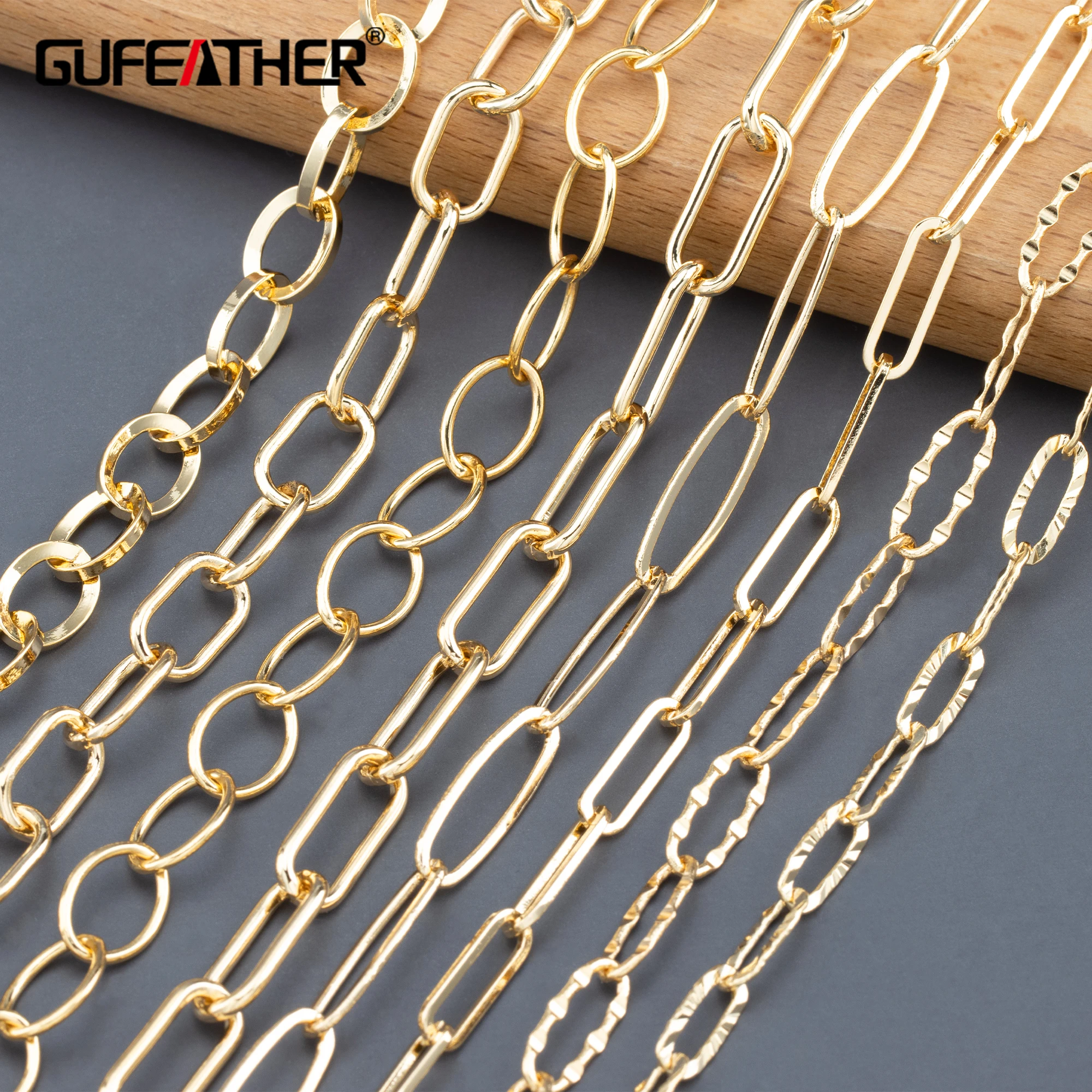 GUFEATHER C126,jewelry accessories,diy chain,pass REACH,nickel free,18k gold plated,jewelry making,diy bracelet necklace,1m/lot