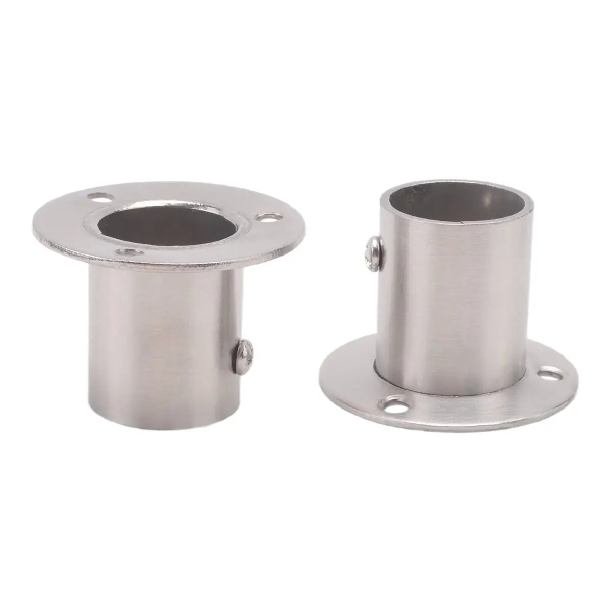 Final~~Wardrobe 25mm Tube Stainless Steel Rail Rod End Support Bracket 2pcs