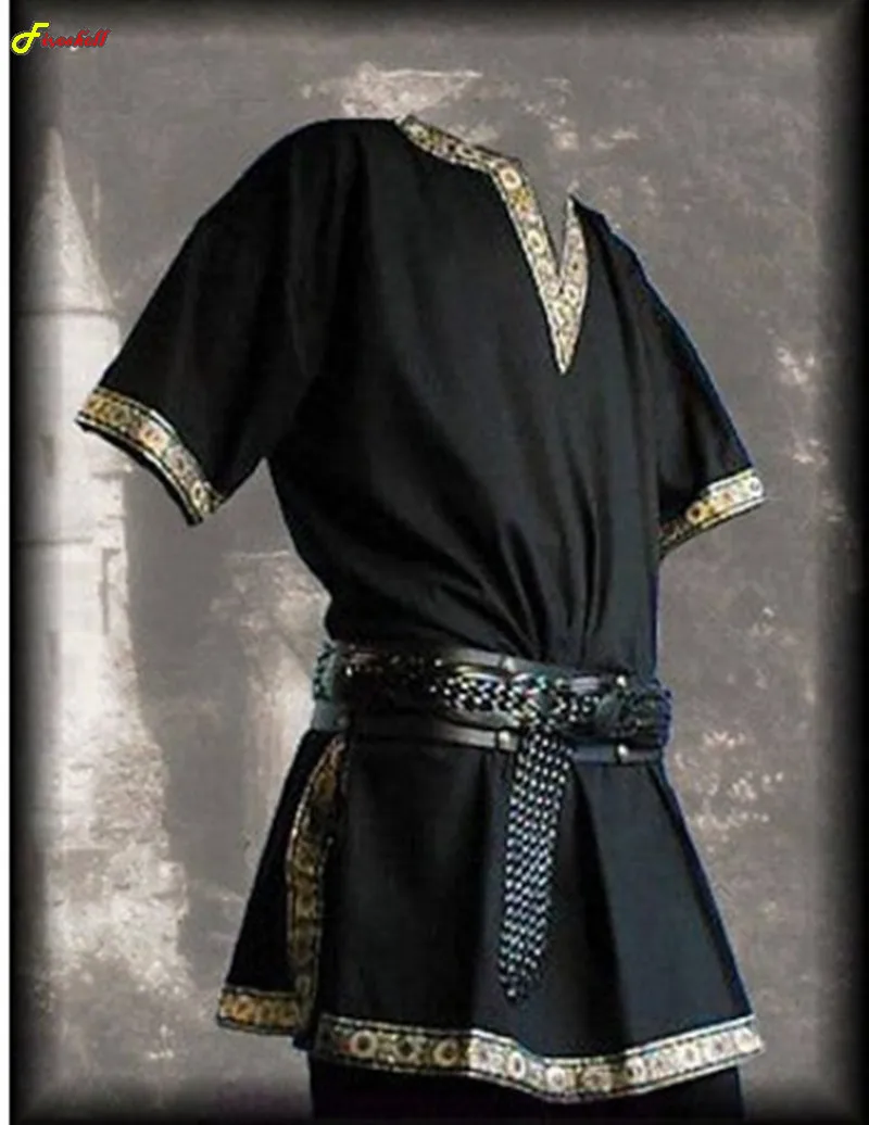 Costumi rinascimentali medievali uomo nobile tunica vichingo aristocratico Chevalier cavaliere guerriero Halloween costumi Cosplay senza cintura