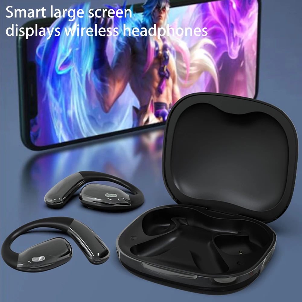 Wireless Headphones Bluetooth-Compatible 5.3 Open Ear Headphones Noise Cancelling Waterproof Earhook Sports Headphones