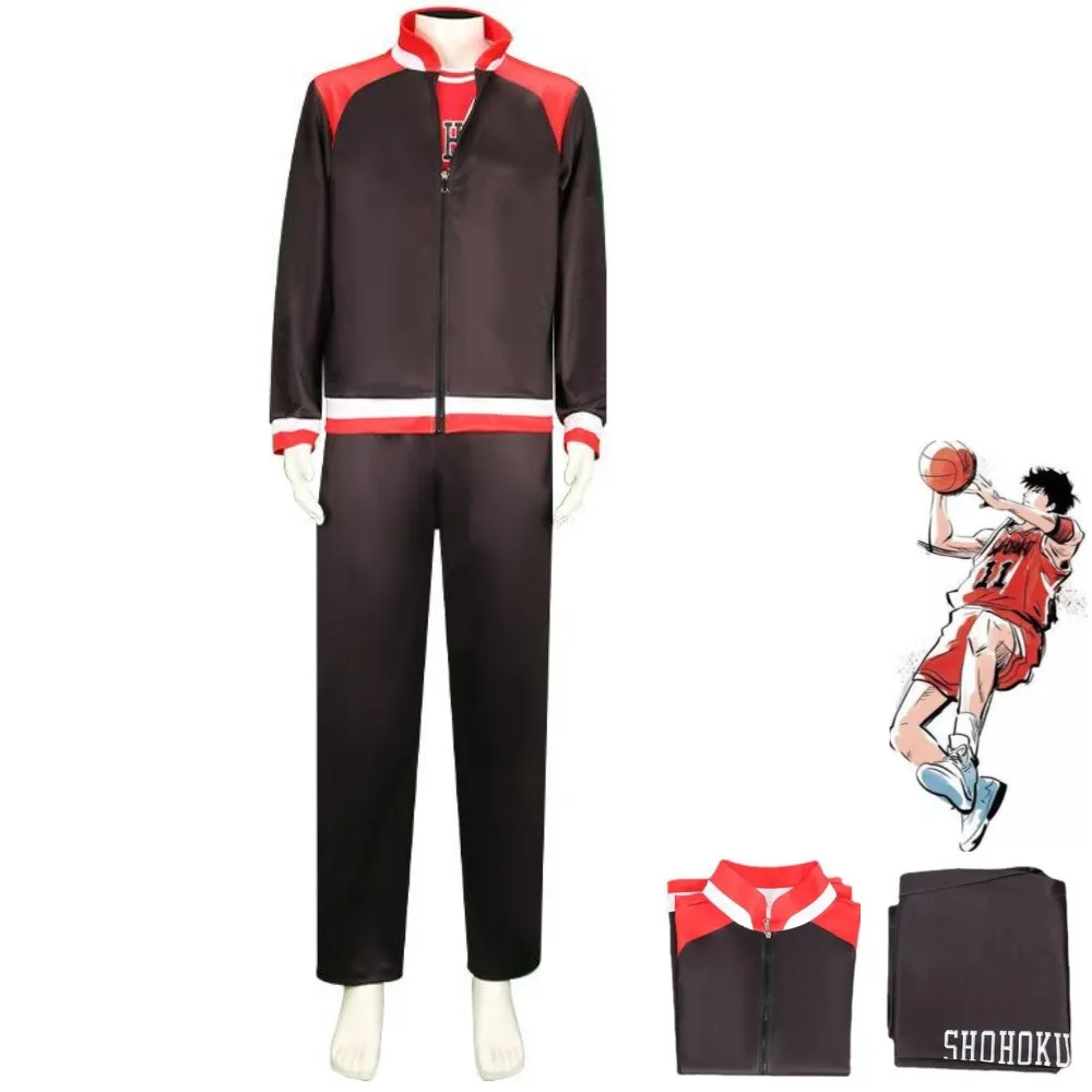 Anime Slam Dunk Rukawa Kaede Sakuragi Hanamichi Cosplay Costume Black Sportswear Uniform Coat Man Woman Halloween Suit