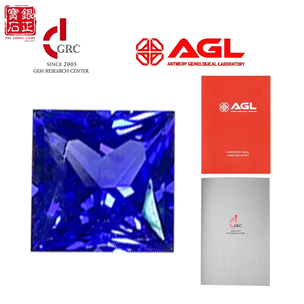 

YinZheng Lab Grown Sapphire Czochralski Premium Princess Cut Loose Gemstone With AGL Certificate Lab Grown Royal Blue Sapphire
