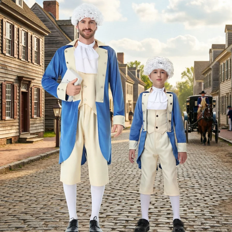 Disfraz de Halloween para Hombre, Disfraz de Alexander Hamilton, Disfraz Colonial de George Washington, Traje de Regencia Victoriana, Uniforme