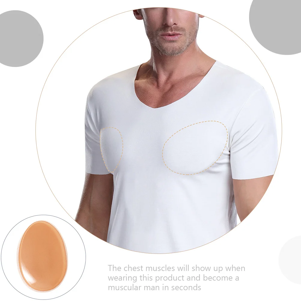 

1Pairs Men Invisible Chest Muscle Pads Silicone Fake Muscle Padding Cushions Self Adhesive Durable Comfortable for Outdoor