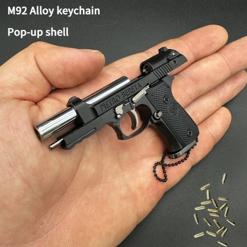 New 1:3 Scale Detachable Alloy M92F Gun Model Keychain/decompression Toy Pop-up Shell,  Gift for Men. Home Accessories