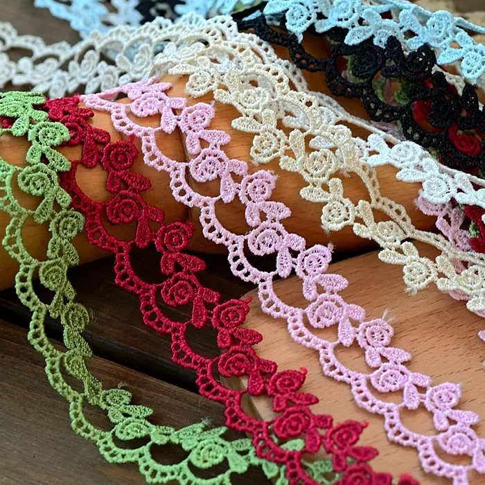 7Yard/Los 2,5 cm breit wasser lösliche hohle Stickerei Spitzen besatz Hochzeits kleid Kleidung Halskette Gurtband DIY dekorativ – Detail 4