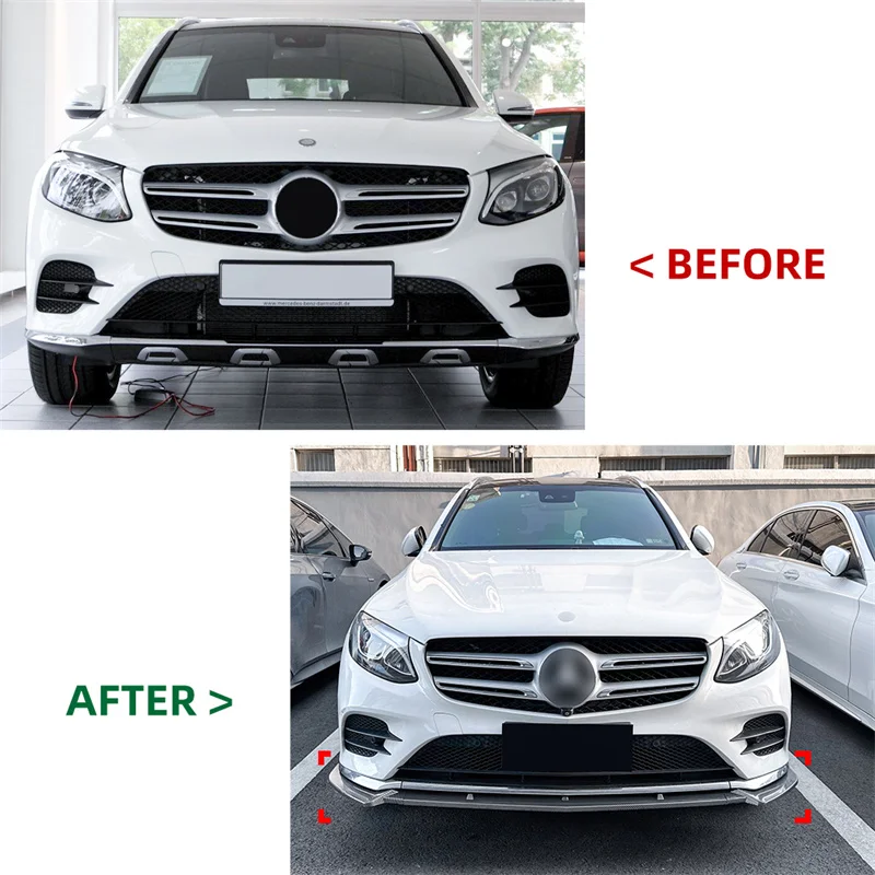 2016-2019 For Mercedes Benz GLC Class X253 C253 AMG Lower Front Bumper Lip Body Kit Spoiler Splitter Bumper Canard Lip Splitter