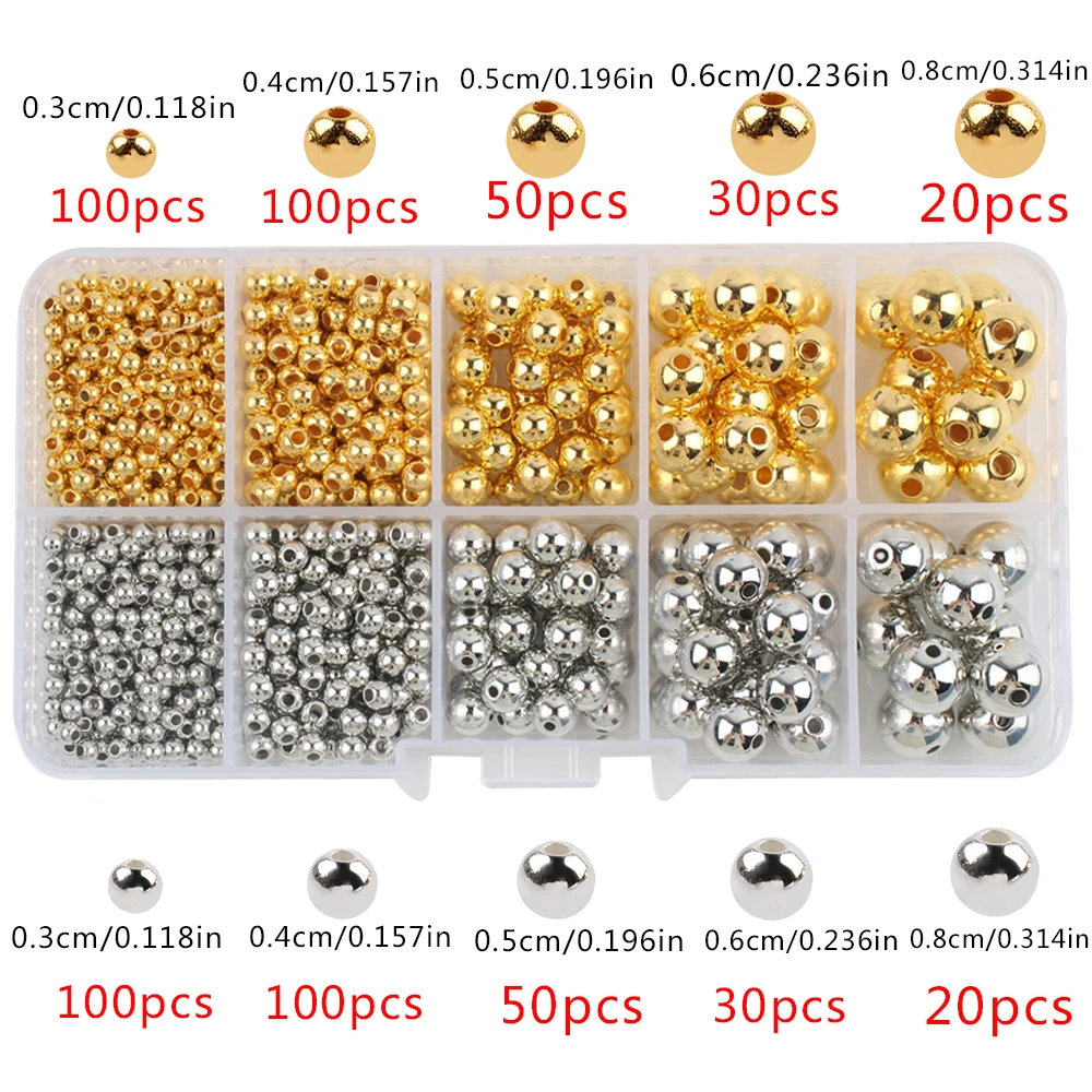 

300pcs Stainless Steel Spacer Bead Kits DIY Necklace Bracelet Earrings Jewelry Decoration Tool Metal Materials Craft Accessories