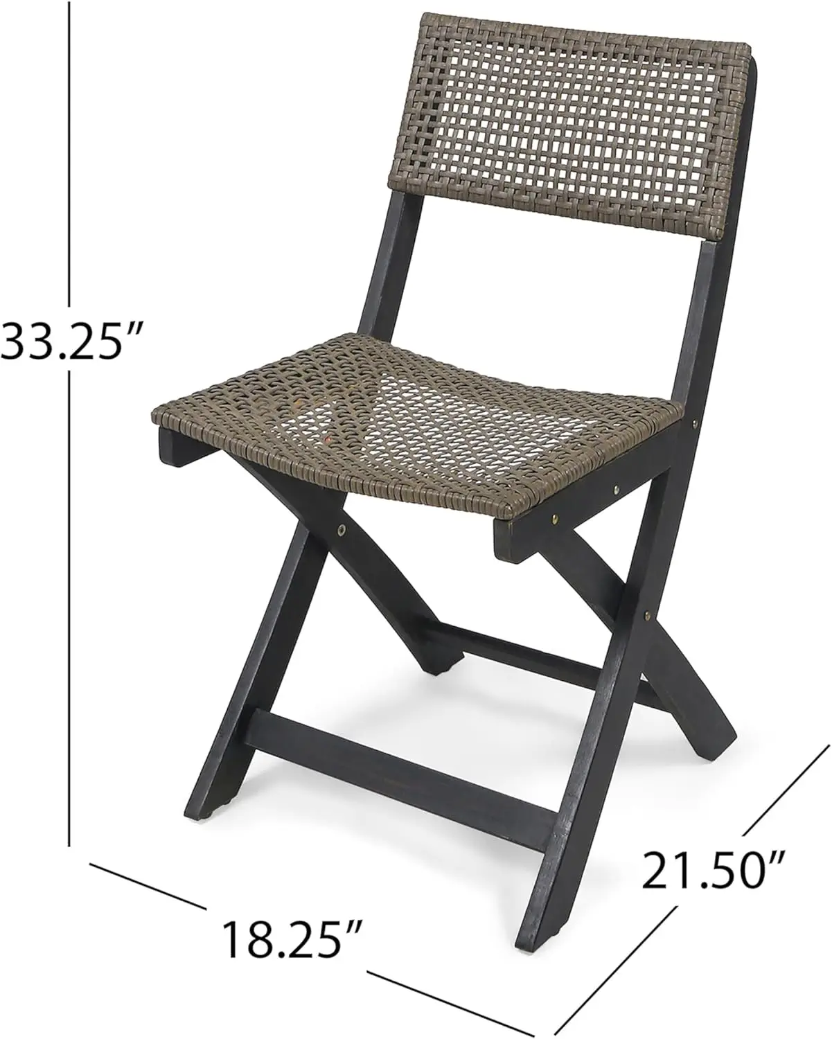 Hillside-Bistro Set, Cinza Escuro e Marrom, 18,25 "W x 21.5" D x 33.25 "H