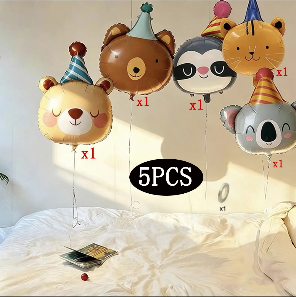 Zirkus-Cartoon-Tier-Folienballons Niedlicher Bär Koala Löwe Affe Katze für Kindergeburtstagsfeier Dekoration Szene-Layout Foto-Requisiten