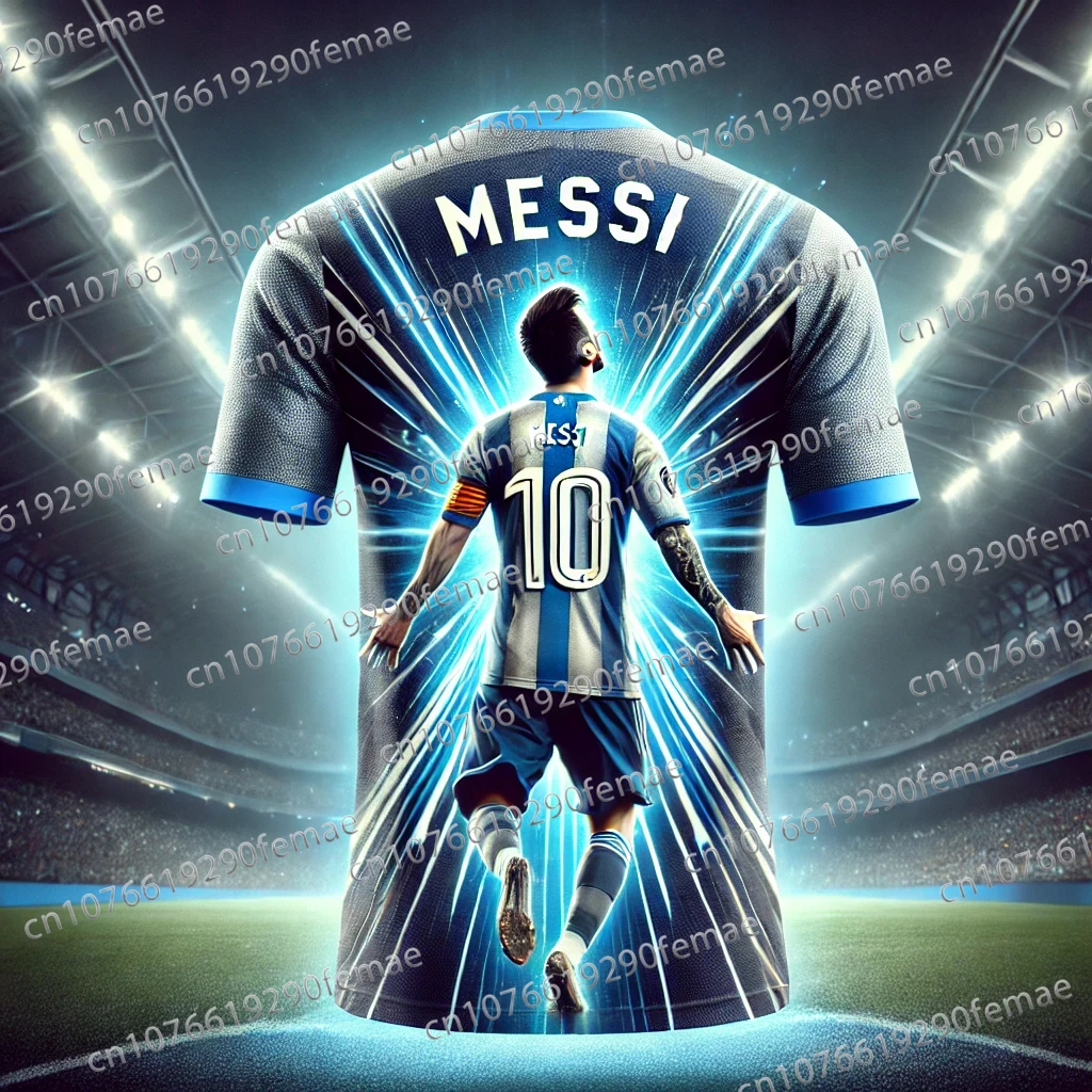 Latest Messi Fashion Pattern Printed Fan Commemorative Edition T-shirt Short Sleeve Daily Breathable Sweating Training Clothes