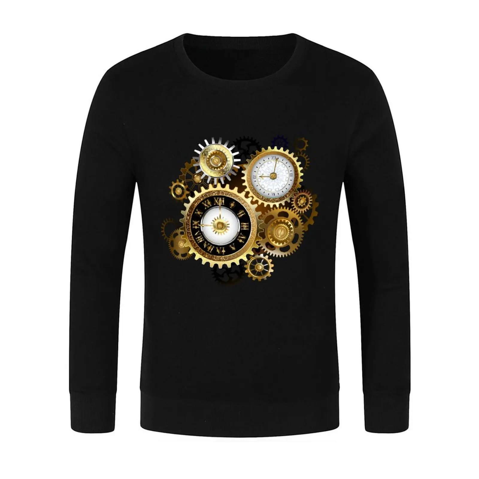 Two Steampunk Clocks with Gears Pullover men's coat men's sweat-shirt set japanese style anime clothes pullover