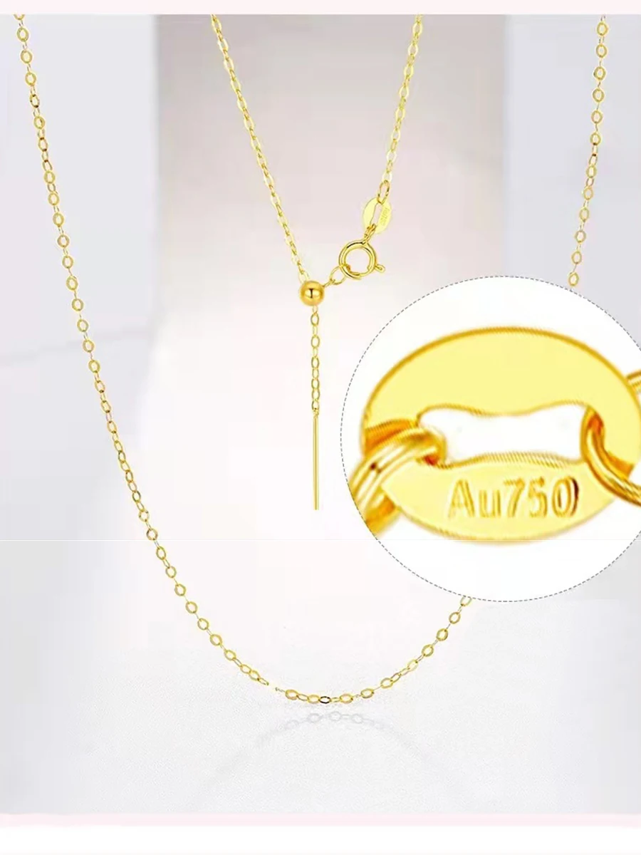 Real 18K Gold Chain Price White Yellow Rose Sale Needle Adjustabl Pure  Au750 Fine Jewelry Necklace Best Gift For Women x0021