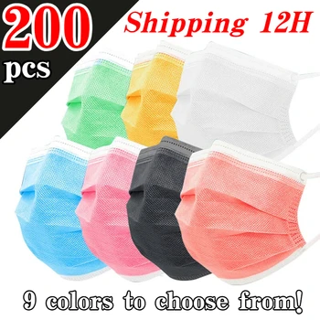 200 masques filtrants de protection jetables à 3 couches, re...