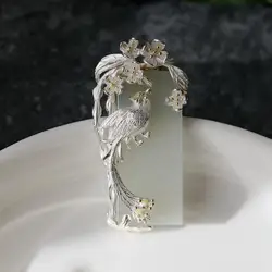 Silver Inlaid Natural Hetian Jade Ethnic Style Clavicle Necklace Phoenix Pendant Exquisite Ladies Wedding Engagement Jewelry