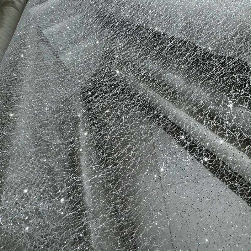 

Silver Glitter White Irregular Random Net DIY Wedding Dress Stage Clothing Skirt Decoration Mesh Fabric