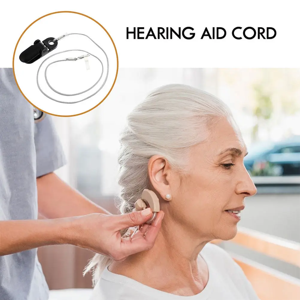 2Pcs Hearing Aid Clip Holder Soft Silicone Nylon Anti-Fall Lanyard for Binaural Devices Easy Fasten Remove