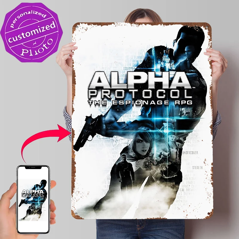 Alpha Protocol Metal Poster Customized Wall Art Retro Vintage Tinplate Signs for Modern Home Decoration Luxury Wand Deko House