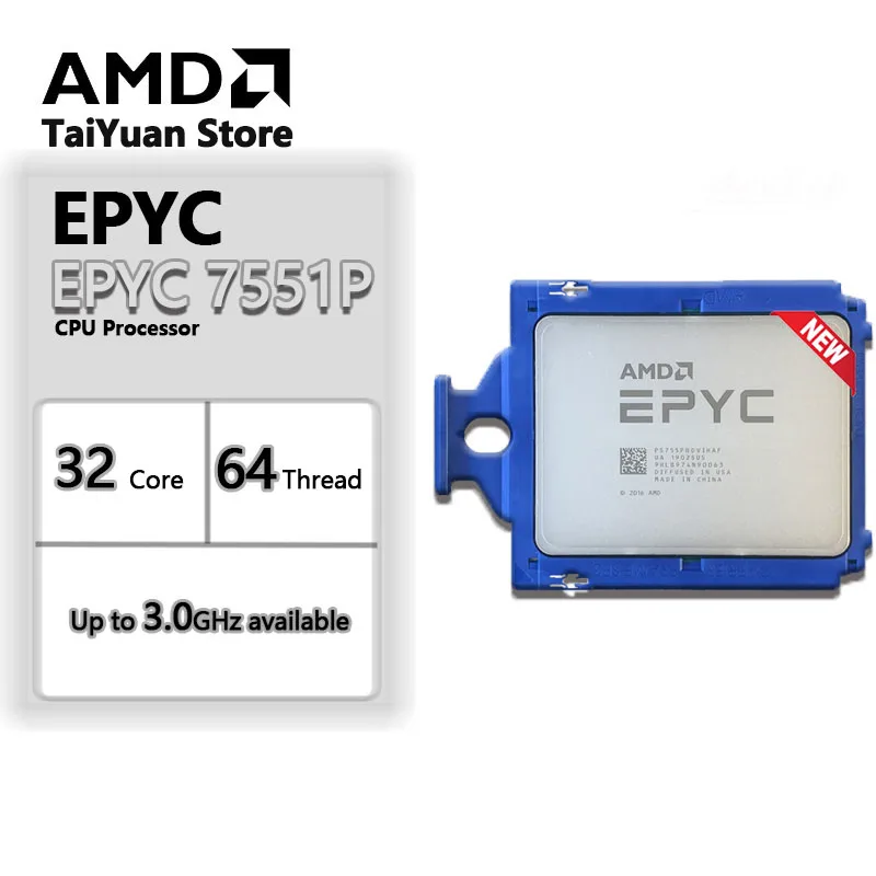 AMD EPYC 7551P NEW 2.0 GHz 32-Core 64-Thread CPU  180W PS755PBDVIHAF Socket SP3 New but without cooler