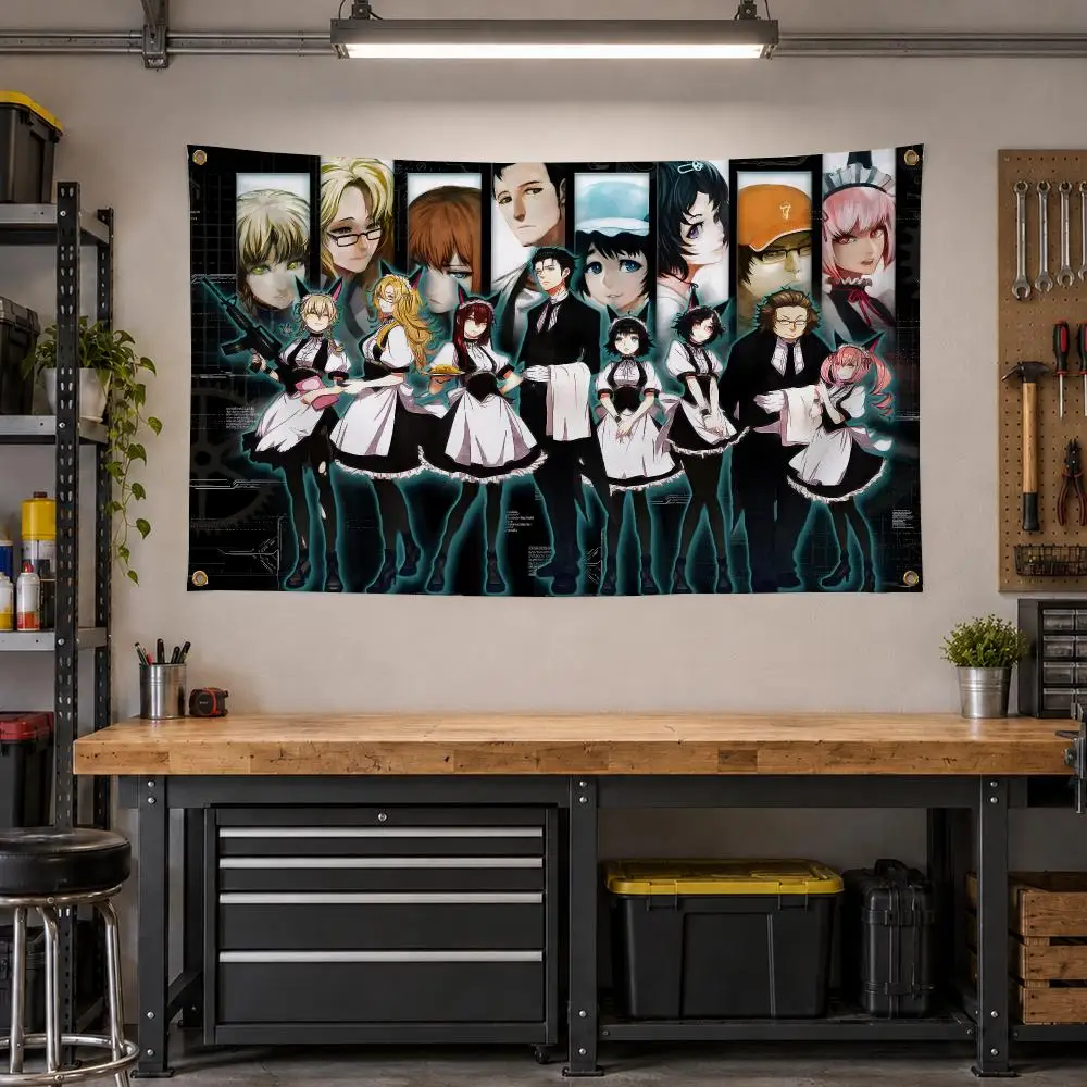 Anime Steins;Gate Sci-Fi Flags Personalized Banner Flag Room Dorm Camping Picnic Garage Bar Outdoor Wall Decor