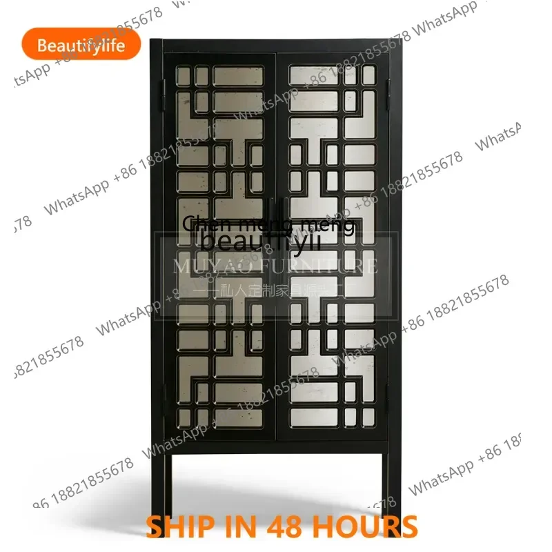 

American solid wood antique luxury entrance simple retro sideboard entry wall decorative cabinet H