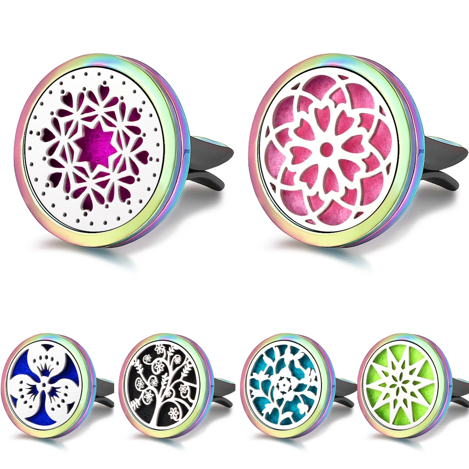 Refillable Car Air Freshener Smell Perfume Diffuser Clip Auto Vent Essential Oil Stainless Steel Locket Interior Accessories