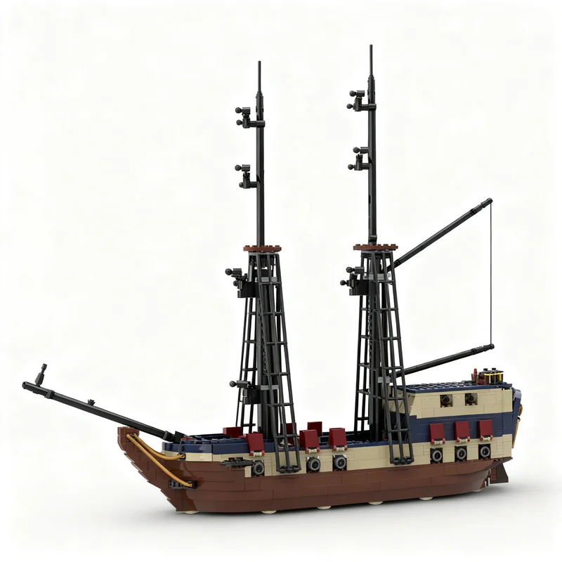 1002pcs MOC Disnay Pirates HMS Interceptor Model Building Blocks Toy Construction Christmas Gift 3D DIY Display Collection Art