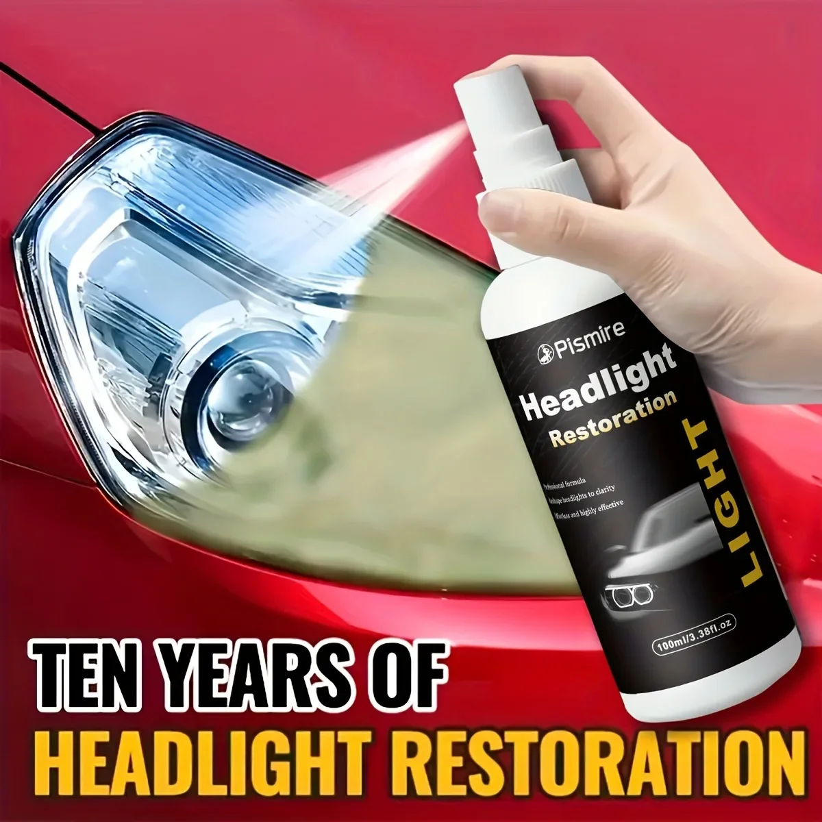 Liquide de réparation de phares automobiles de 3,38 oz, aucun polissage requis, phares à rafraîchissement rapide, Kit d'entretien et d'entretien des phares, rapide