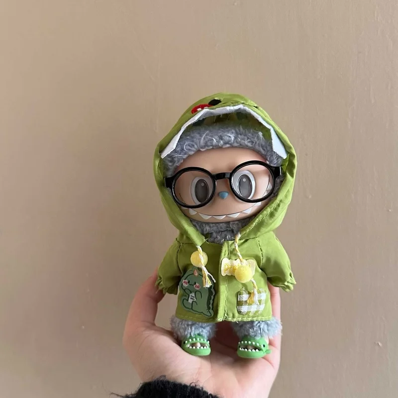 17cm Mini Labubu Doll'S Clothes Outfit Accessories For Korea Kpop Exo Labubu Idol V1 V2 Dinosaur Raincoat Set Clothing Gift