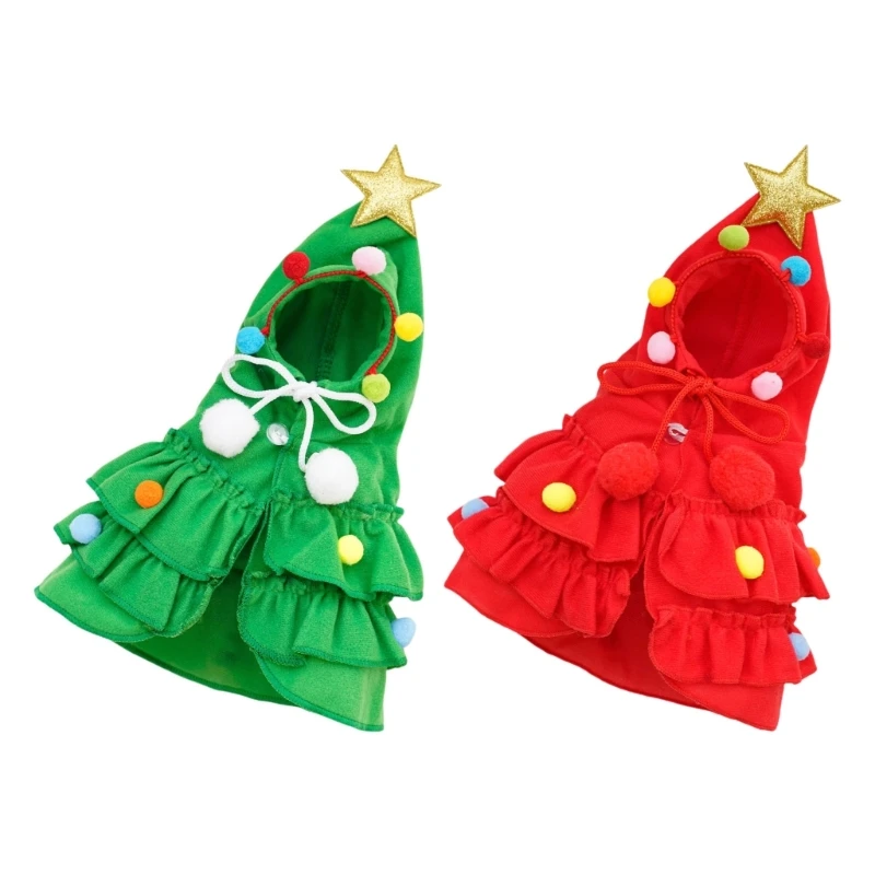 

Pet Christmas Celebration Capes Outfit with Hat Festives Cats Dog Make Up Cloak Dropship