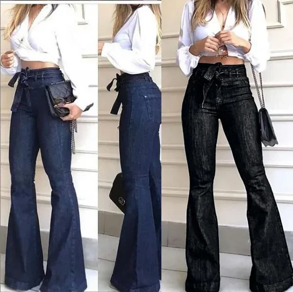 High Waist Pockets Boyfriend Jeans Straight Pants Washed Trousers Streetwear Jeans Women Stretch Blue Ladies Denim Cargo Pants