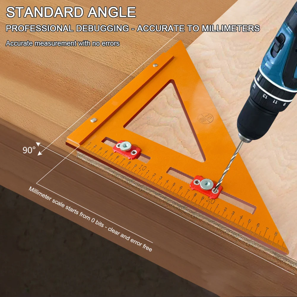 2 In 1 Woodworking Triangles Ruler,Portable Triangles Ruler With Positioning Slide,Universal Measuring Marking Tool For DIY Craf