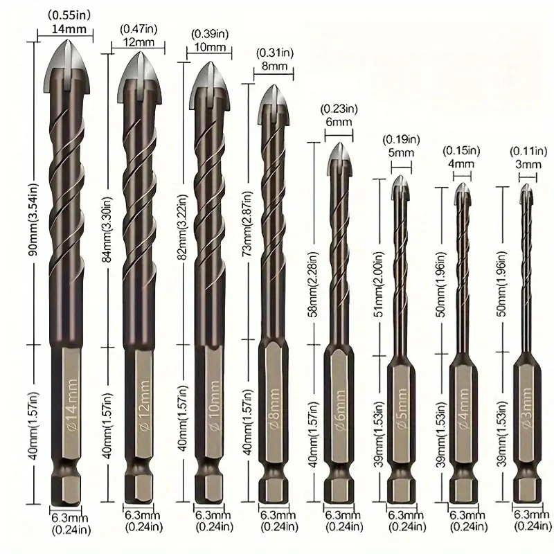 

Masonry Concrete Drill Bits Tile Drill Bit For Glass Ceramic Tile Brick Plastic Wood Cross Alloy Wall Hole Opener Hex Shank