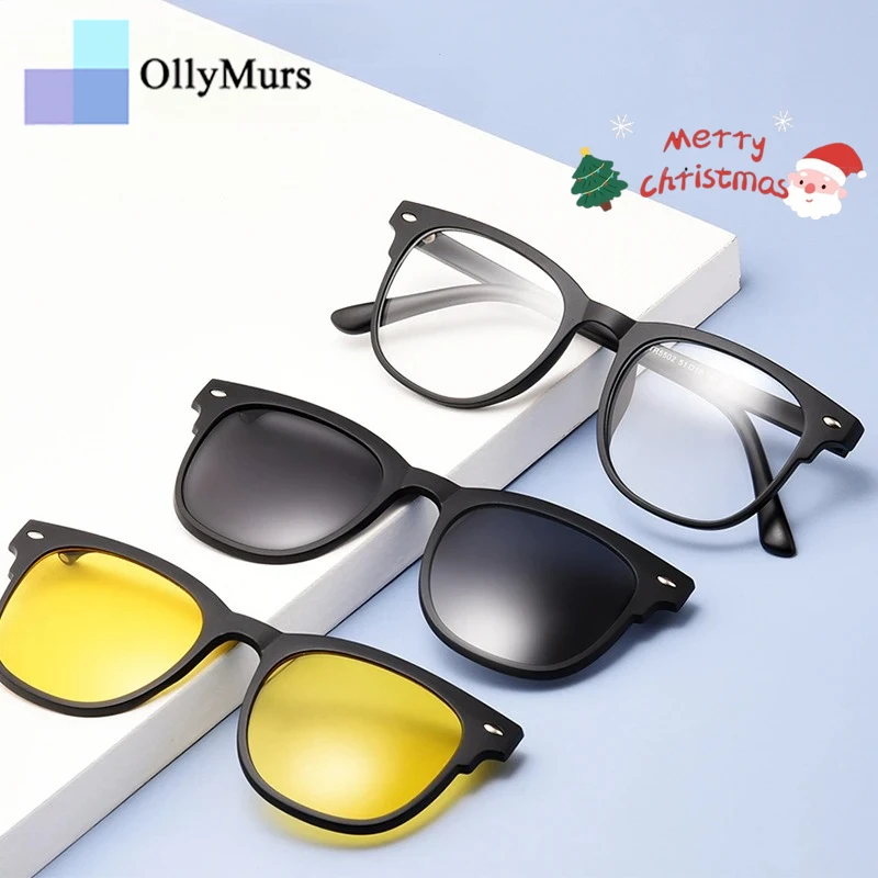 

OLLYMURS Сверхлегкие TR90 дневные и ночные поляризационные откидные оптические магнитные очки двойного назначения для мужчин и женщин 5502R