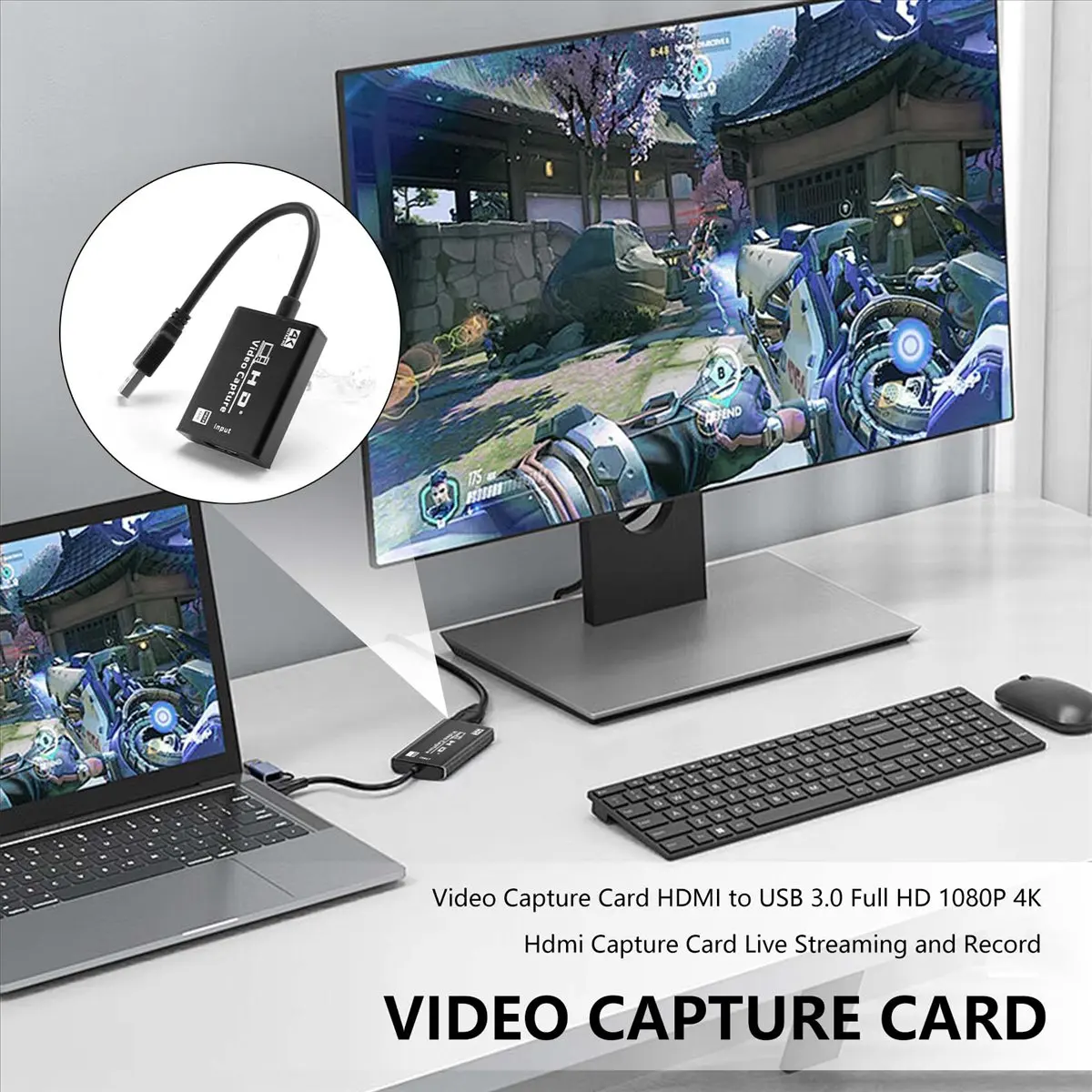 RISE- Video Capture Card HDMI to USB 3.0 Full HD 1080P 4K Hdmi Capture Card Live Streaming and Record