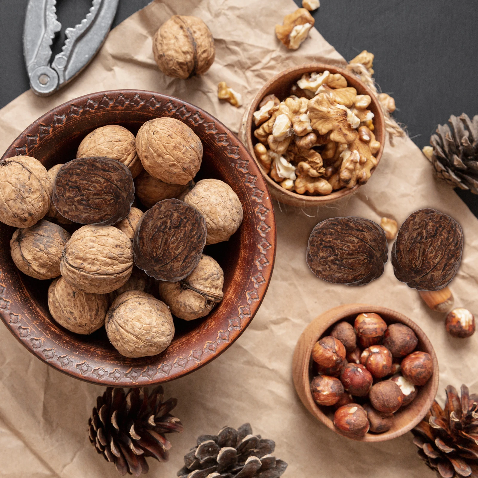 

24 Pcs Simulated Walnut Jewelry Walnuts Fake Mini Fruits Light Brown Decorative Artificial