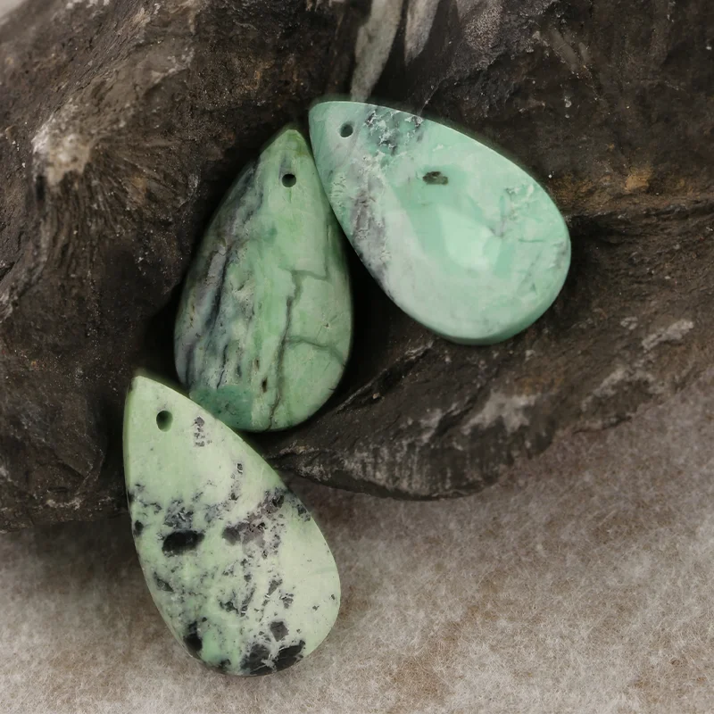 B&F 3PCS African Turquoise Earring Beads , Handmade Natural stones beads, Stones for jewelry Making Supplies