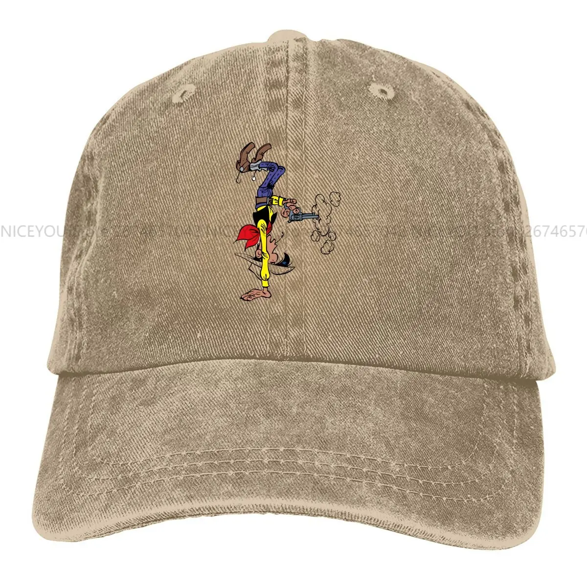 Washed Men's Baseball Cap Vintage Belgian Cartoon Trucker Snapback Caps Dad Hat Lucky Luke Cartoon Comic Golf Hats