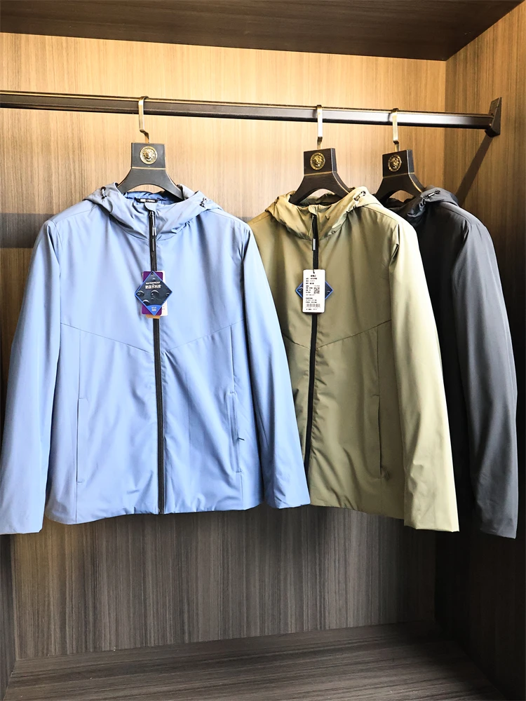 

Уличный хлопковый джет, мужской тонкий теплый стеганый водонепроницаемый джет с капюшоном и воротником-стойкой на осень-зиму