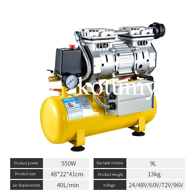 Compressore d'aria piccolo con tensione CC 12V-96V Pompa per compressore d'aria senza olio Tipo elettrico Dissipazione rapida del calore