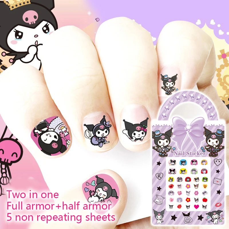 5pcs Kawaii Sanrio Anime Kuromi Hello Kitty Cinnamoro Nail Art Stickers Decals Cute Cartoon Aesthetic Manicure Supplies Sticker