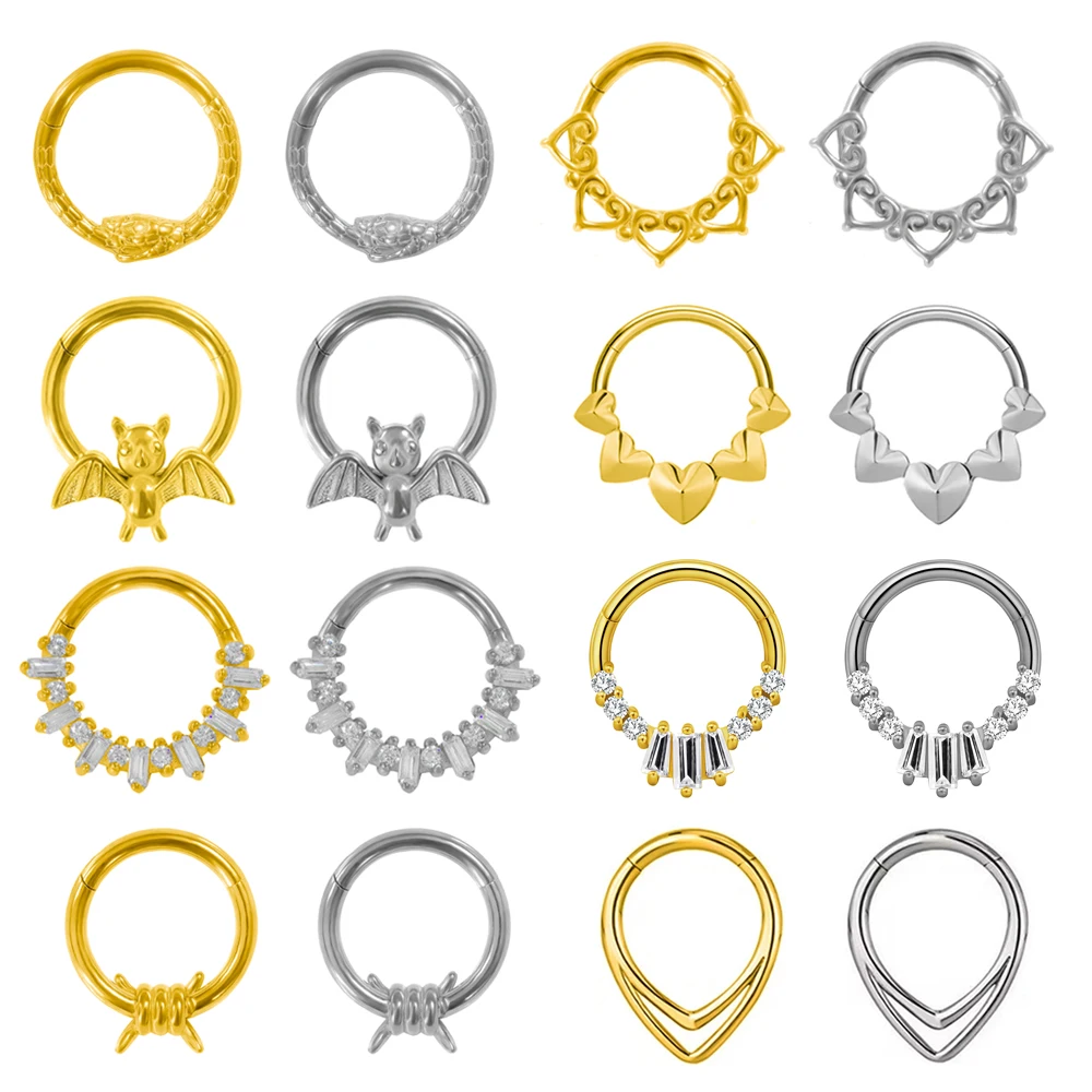 Schlangenseptum Nasenring Piercing Herzförmiger Clicker 316L Edelstahl Daith Clicker Helix Knorpelohrring Körperschmuck