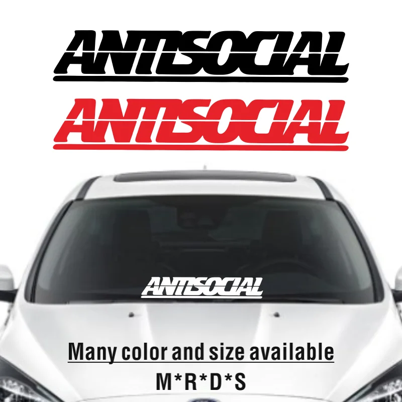 

1PCS ANTISOCIAL JDM Style Stickers and Decals Water Vinyl Waterproof Front Rear Windshield Window Car Body Creative Decorative