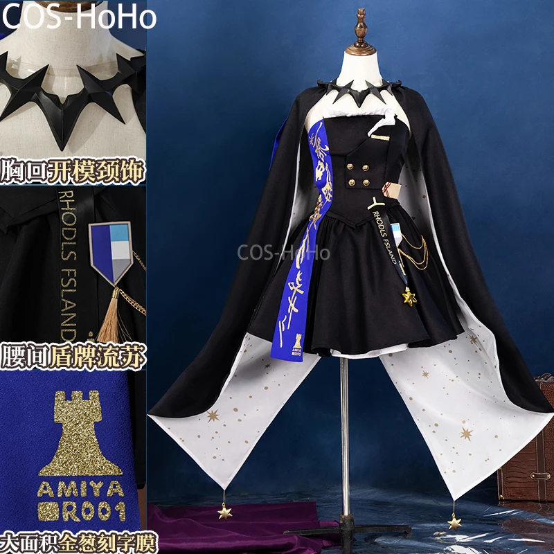 COS-HoHo Arknights Amiya AMBIENCE SYNESTHESIA Game Suit Elegant Dress Cosplay Costume Halloween Party Role Play Outfit Women