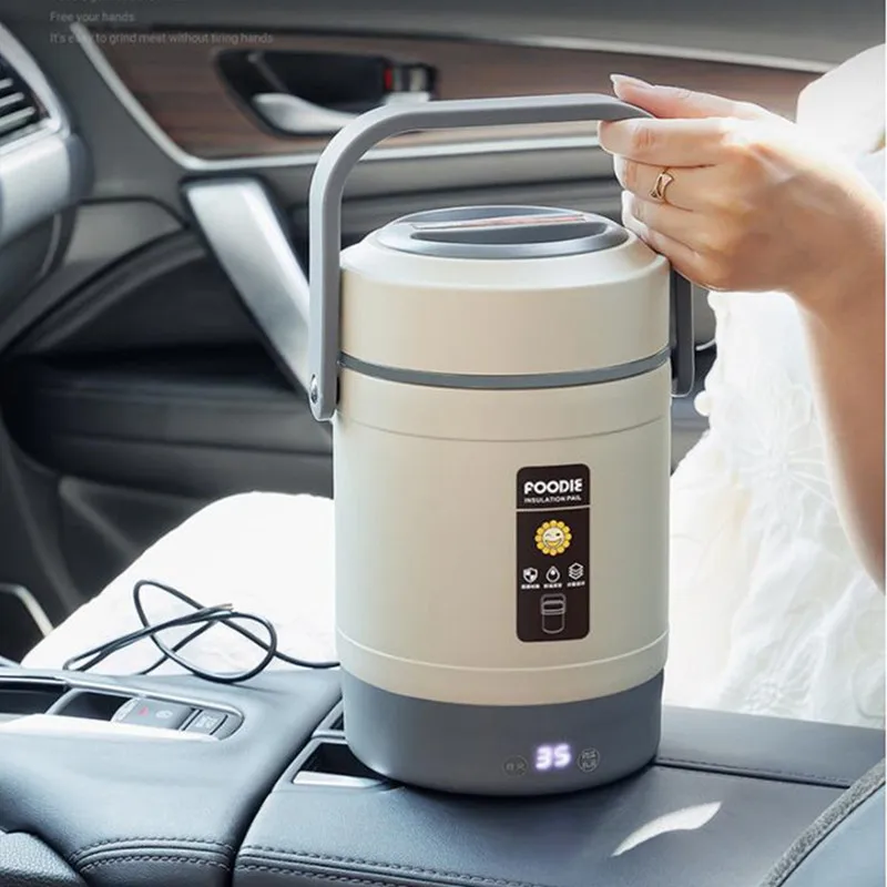 USB ทำความร้อนไฟฟ้ากล่องข้าวกลางวันสแตนเลสอุ่นอาหาร Bento กล่องข้าวกลางวันคอนเทนเนอร์อาหารร้อนความร้อนกล่องสำหรับสำนักงานโรงเรียน