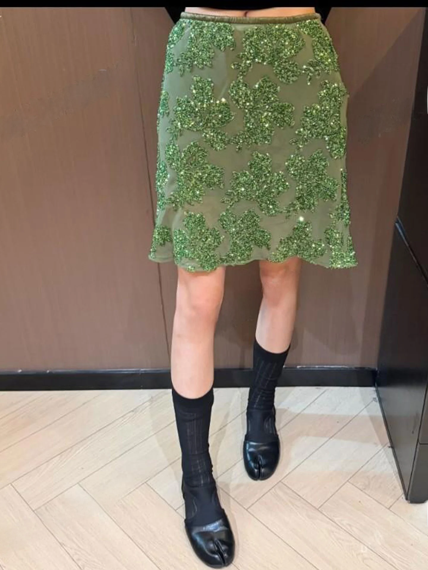 Shiny Sequin High Waist A-Line  Skirt Women's Summer New Style Slimming Versatile Half-length Skirt Heavy-duty Design Sen...