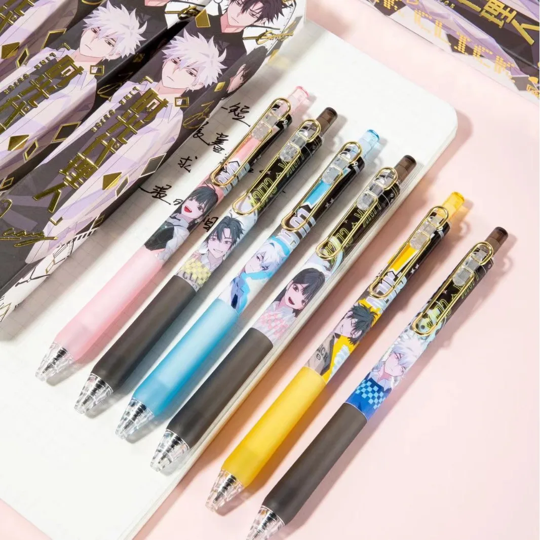 New Anime Link Click Gel Pen Cheng Xiaoshi, Lu Guang Cartoon Character Black Writing Pen Student Study Stationery Gift 0.5mm