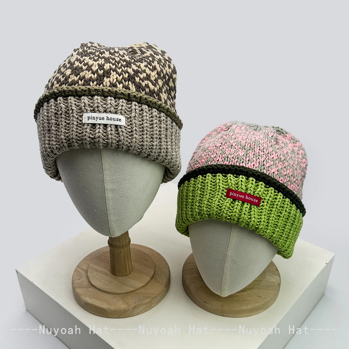 New Men Women Retro Patch Letters Color Block Knitted Hats Warm Fashion Outdoor Beanies Casual Versatile Fel Island Style ins